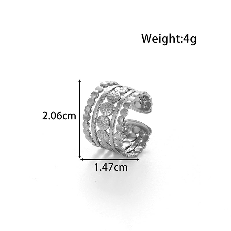 Wholesale Titanium steel  oval hollow ring geometric adjustment  ring