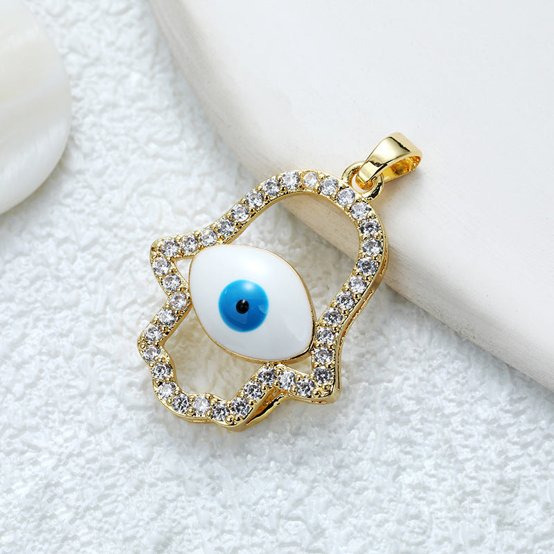 Wholesale Gold Plated Copper Eye Pendant Necklace with Zircon - Trendy Jewelry Accessory for Women