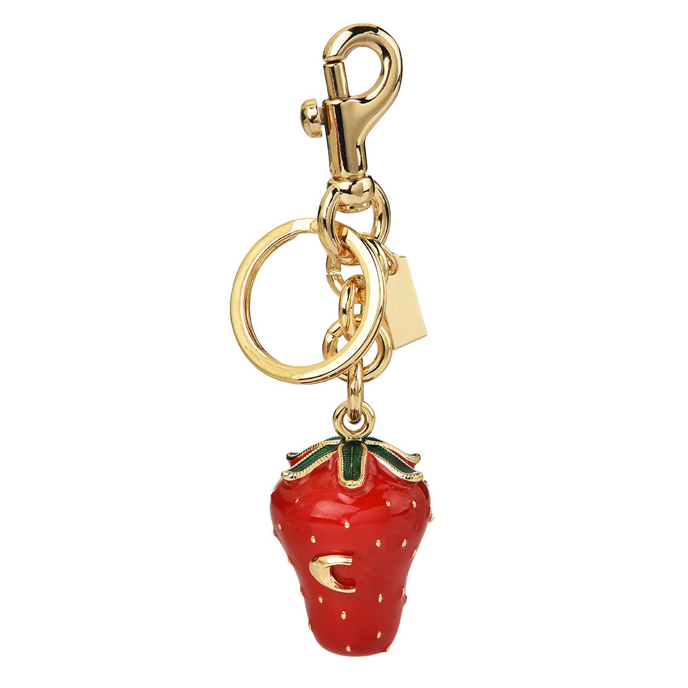 Wholesale Large Strawberry Cute Alloy Fruit Keychain