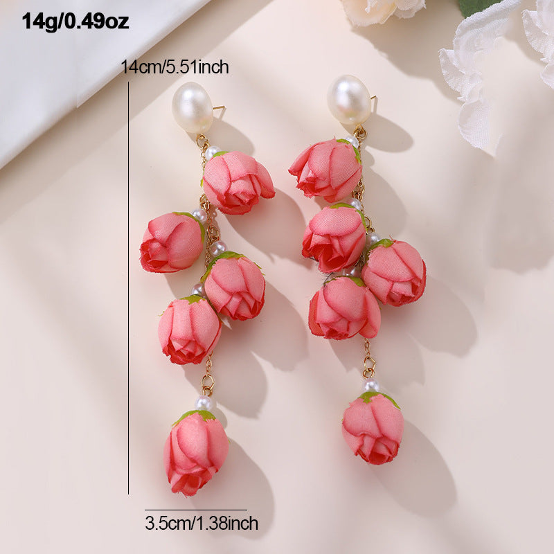 Wholesale  Long Elegant Fashion  Flower Earrings