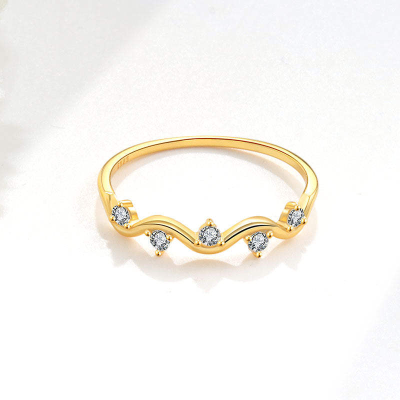 Wholesale s925 sterling silver wave pattern small ring
