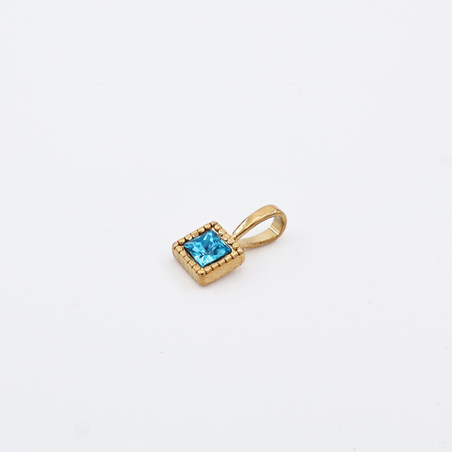 Wholesale Stainless Steel Colorful 12 Birthstone Pendant Free Assembly DIY Accessories Necklace