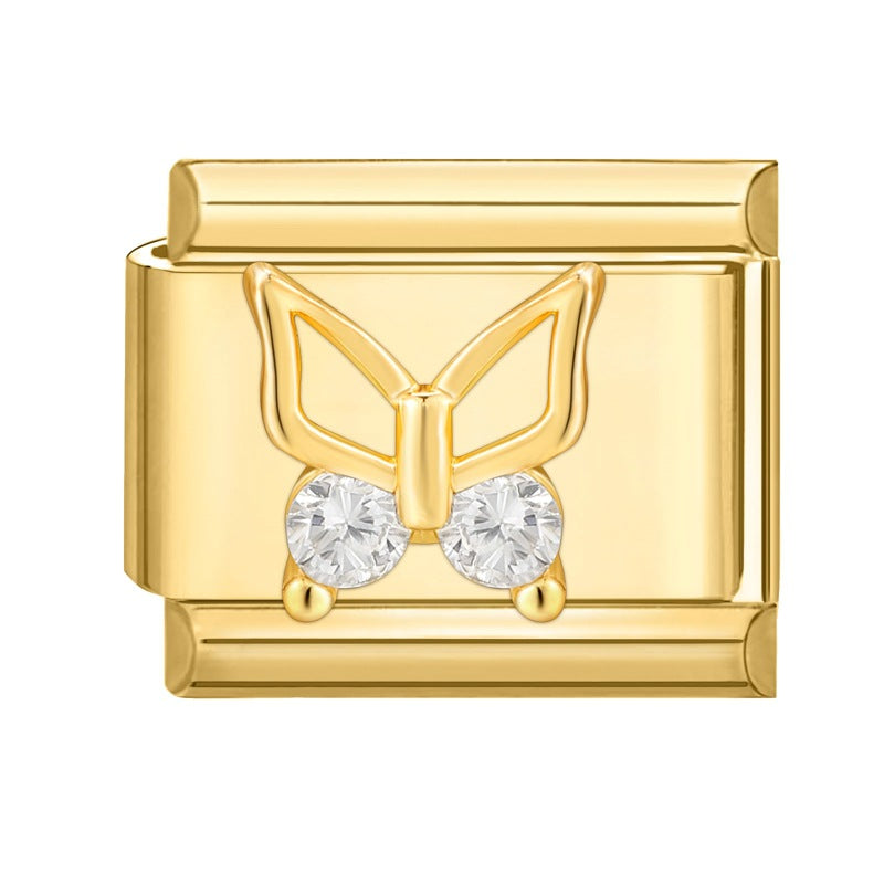 Wholesale Italian Charm Bracelet 9mm DIY Gold Bottom  Creative Stainless Steel Composable Bracelet