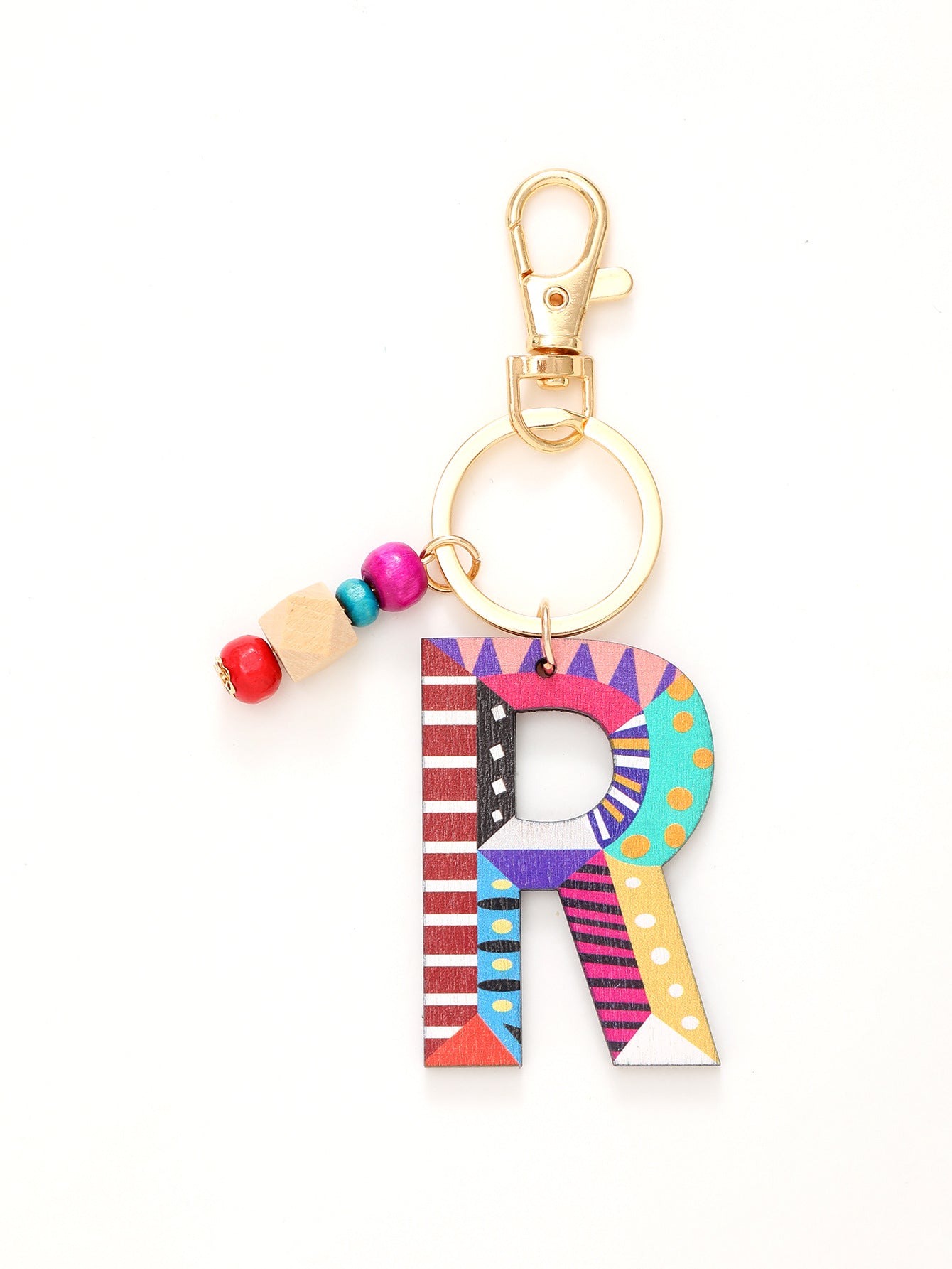 Wholesale Trendy Alphabet Bead Keychain Wooden Car Key Accessory Gift Boutique Resale