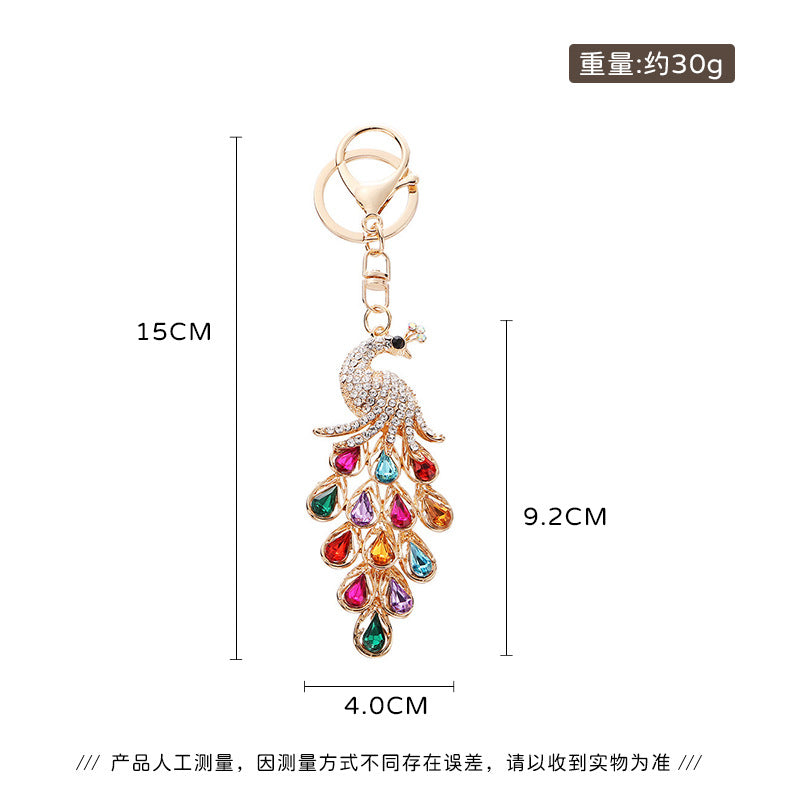 Wholesale Stylish Rhinestone Peacock Keychain,  Fashion Bag Charm for Women,  Creative Gift
