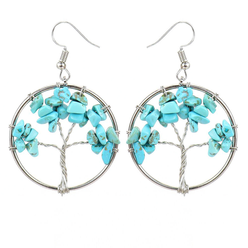 Wholesale Natural Stone Earrings Colorful Stone Raw Stone Wrap Earrings Mother's Day Gift Crystal Earrings ACC-ES-Qianc001