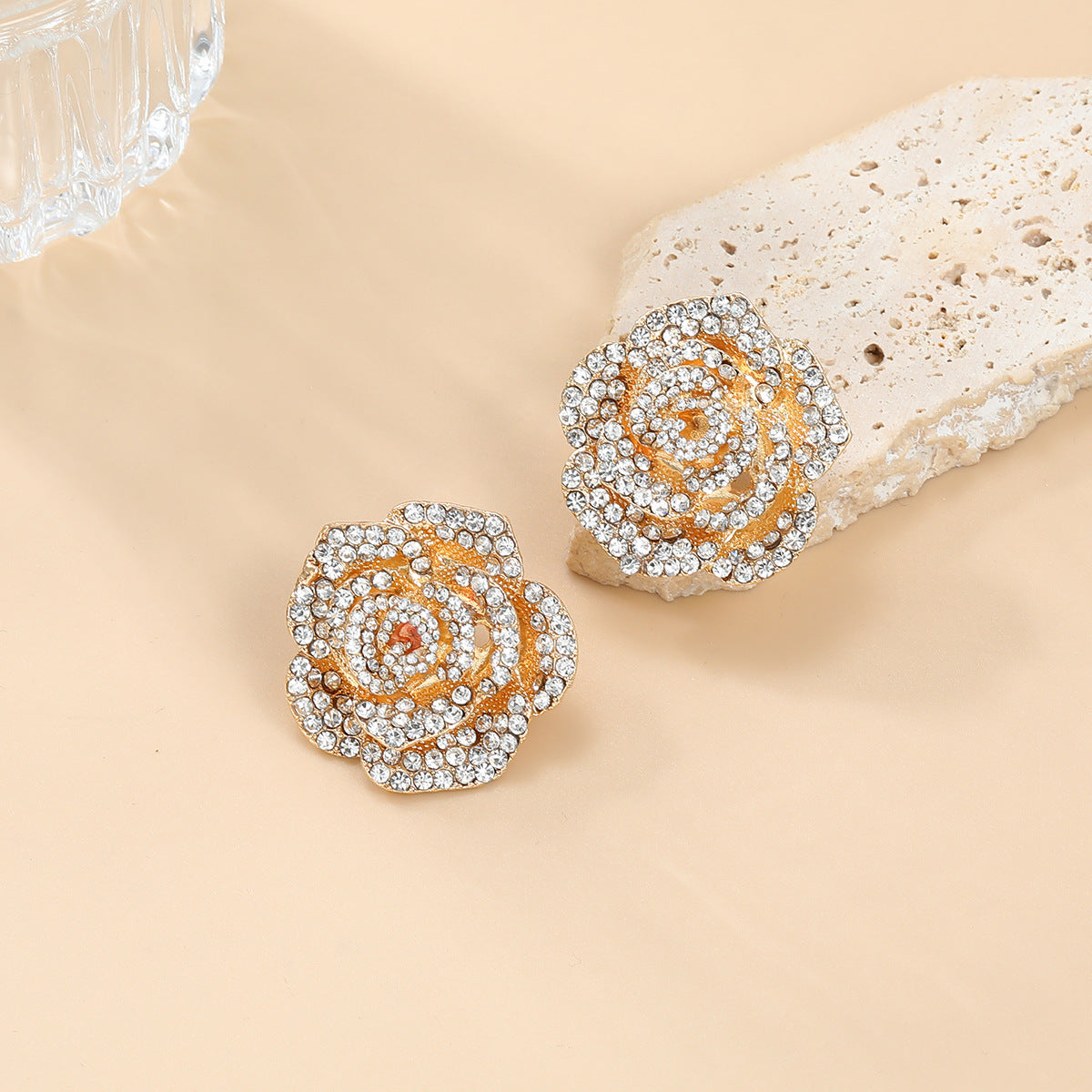 Wholesale Exaggerated Earrings Rhinestone Flower Earrings Statemente Earrings ACC-ES-JL033