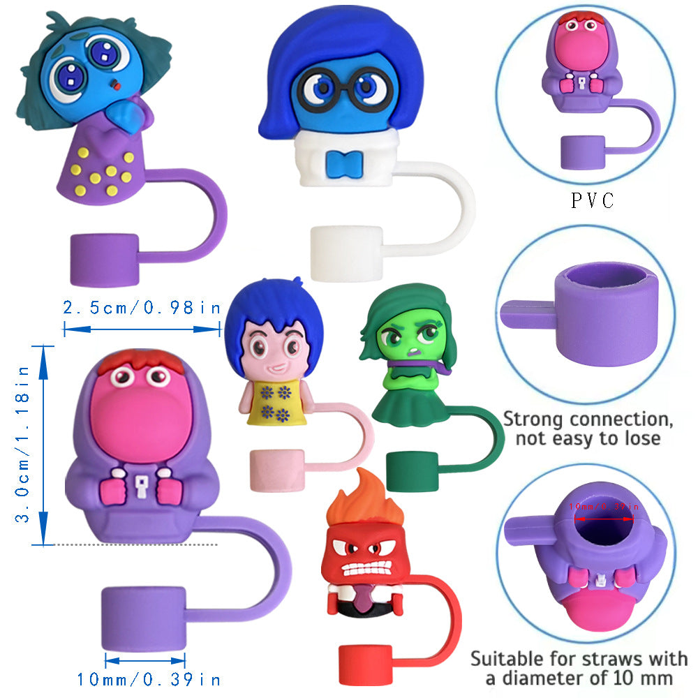 Wholesale 10pcs Cute Cartoon Straw Cover 10mm Straw Tube Cap ACCVIP-SCR-WX012