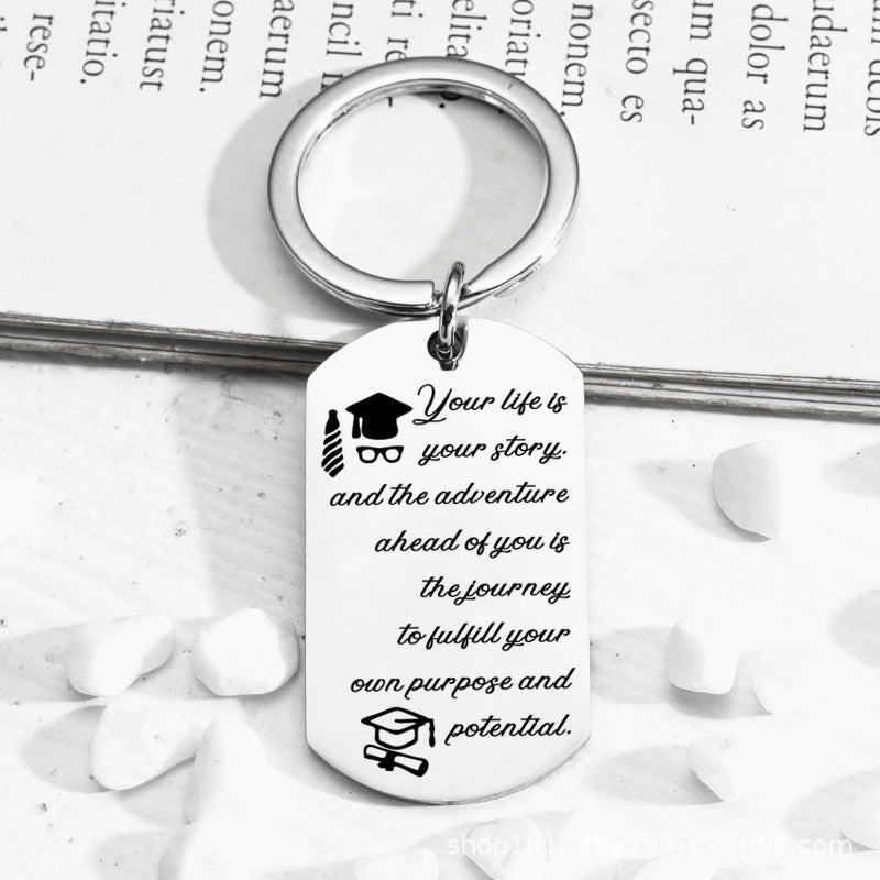 Wholesale Stainless Steel Keychain Engraved Graduation Season Doctoral Hat Commemorative Gift Ornaments ACC-KC-Chenz006