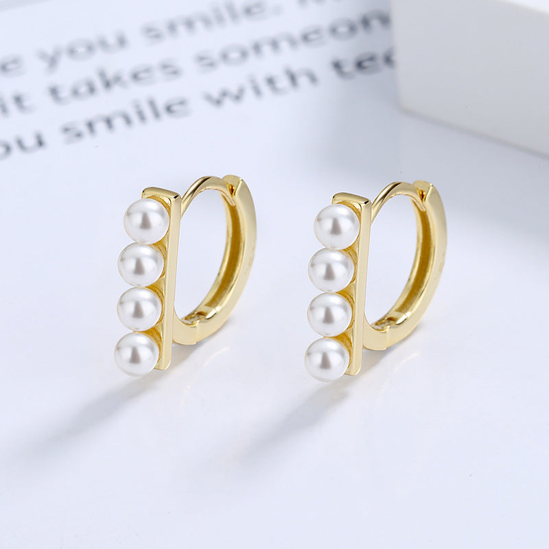 Wholesale S925 Sterling Silver Balance Beam Bead Earrings