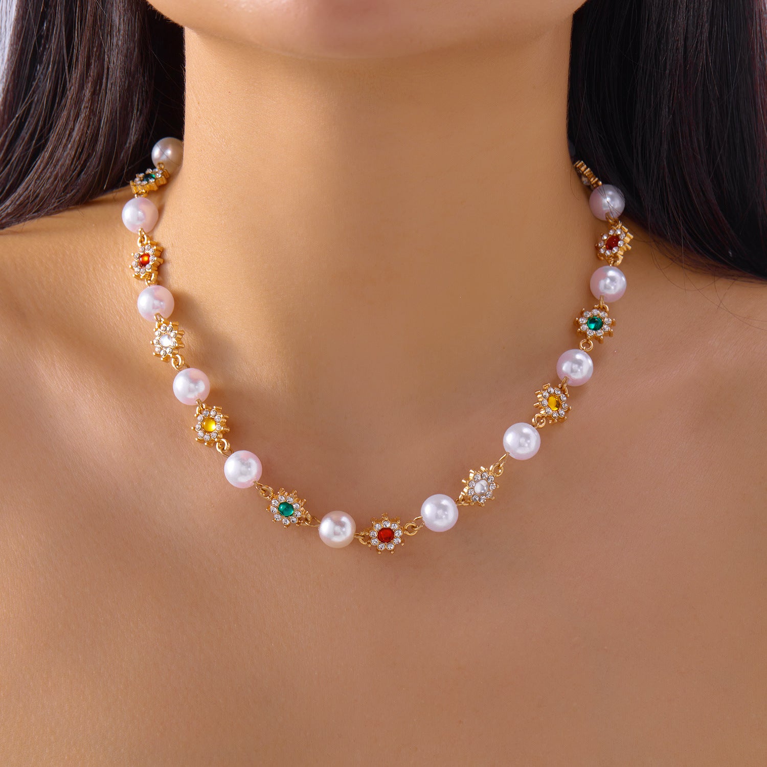 Wholesale Zinc alloy electroplating ing colorful necklace