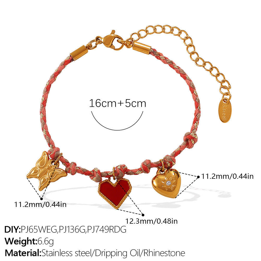 Wholesale DIY Pendant Bracelet Necklace Set — 18K Gold-Plated Stainless Steel — Strawberry &  Cherry Jewelry for Women