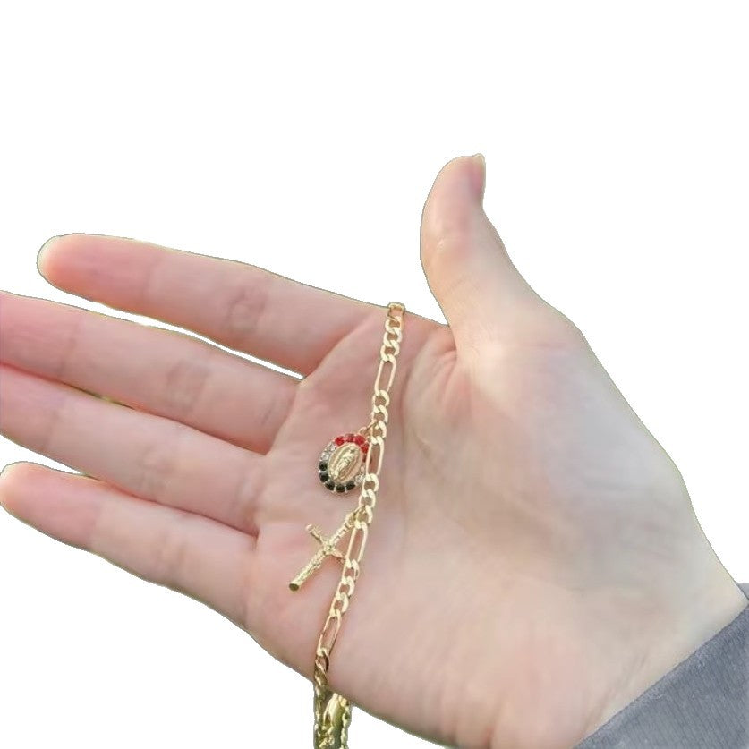Wholesale Bronze Virgin Mary Cross Bracelet