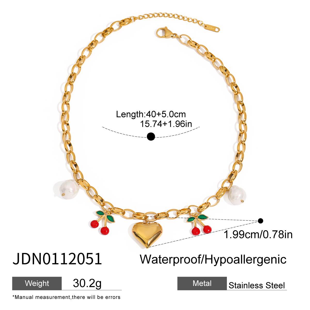 Wholesale 18K gold stainless steel love cherry oil accessories necklace