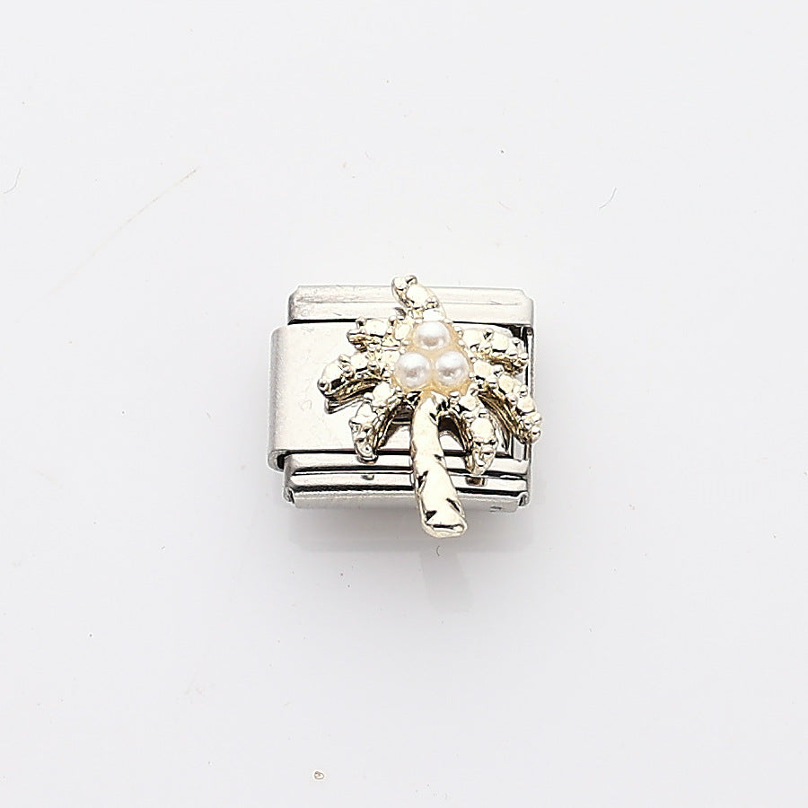 Wholesale 10pcs Italian Charm Bracelet 9mm DIY Splicing Pearl Heart Stainless Steel Composable Bracelet