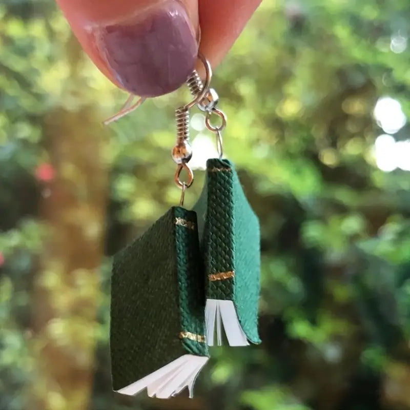 Wholesale  Back to School Season Three-dimensional Book Pendant Earrings