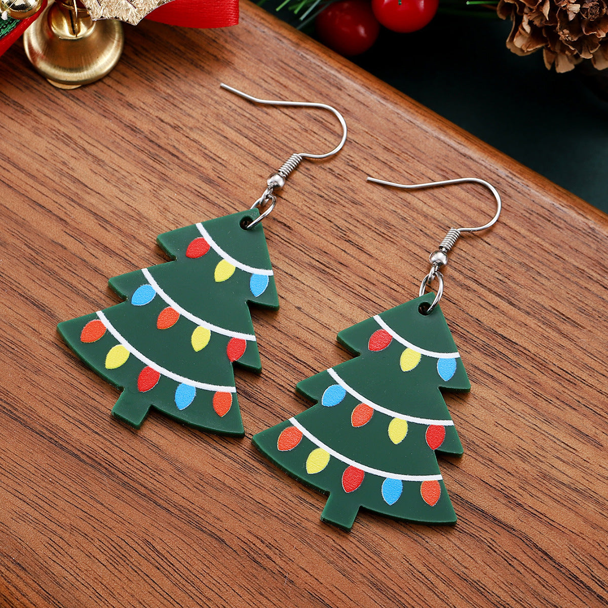 Wholesale Christmas lights Christmas tree pendant earrings acrylic Christmas earrings
