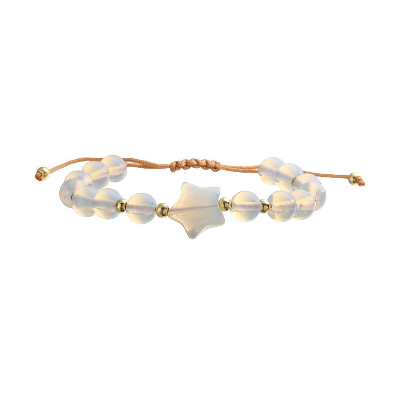 Wholesale Handmade Tiger Eye Pink Crystal Beaded Bracelet With Minimalist Star Charm Unisex Casual Fashion Accessory