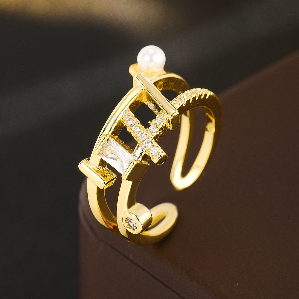 Wholesale Gold Plated Copper Zirconia Ring Adjustable Crown Sunflower Design Stylish Women S Fashion Jewelry Gift