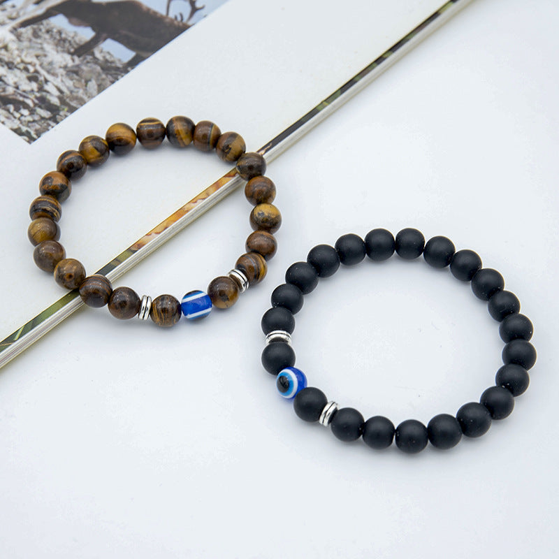 Wholesale 2pcs Devil's Eye Bracelet Blue Single Circle Tiger Eye Stone Bracelet ACC-BT-Xinc005