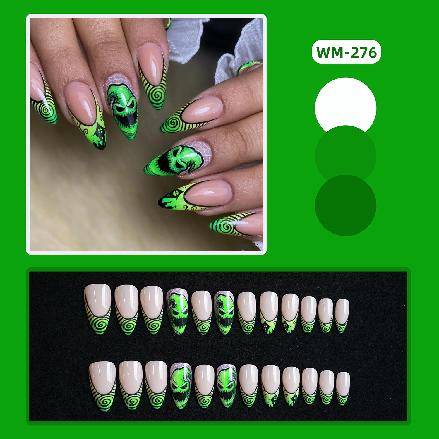 Wholesale 24 Pieces/ box  Green Eyes Nails Kits Nail Stickers