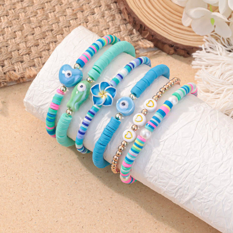 Wholesale Flower polymer clay set handmade beaded rainbow bracelet Clay Bead bracelet