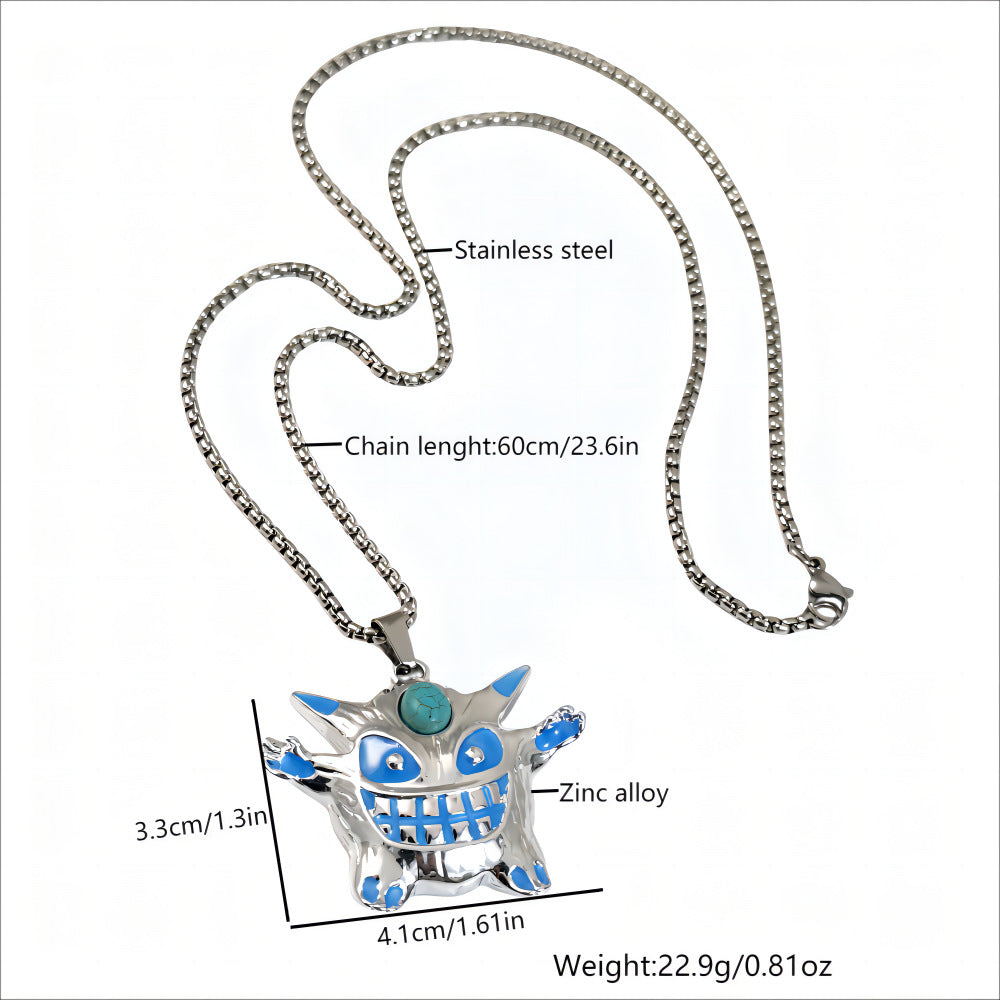 Wholesale Halloween Alloy Electroplating Demon Monster Luminous Necklace