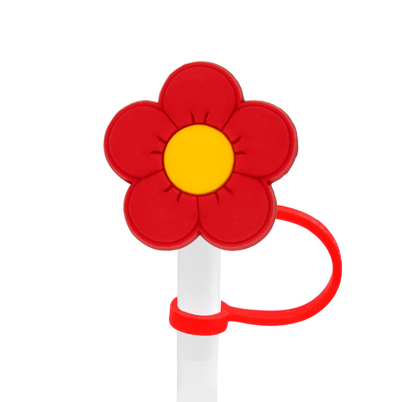 Wholesale 10PCS Plant Flowers Silicone Straw Tube Cap Straw Sleeves Straw Decorations