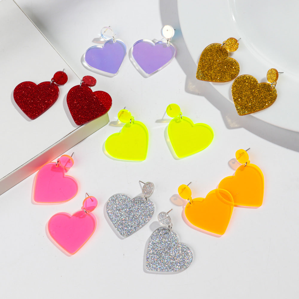 Wholesale  Heart-shaped Valentine's Day Love Heart Gold and Silver Color Earrings