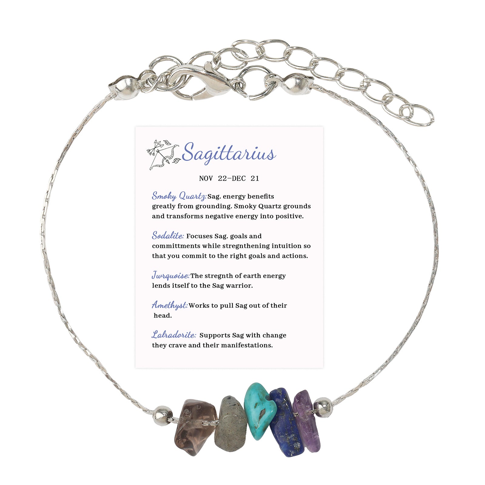 Wholesale 12 Constellation Bracelet Irregular Citrine Lapis Lazuli White Chalcedony Chain Adjustable Bracelet