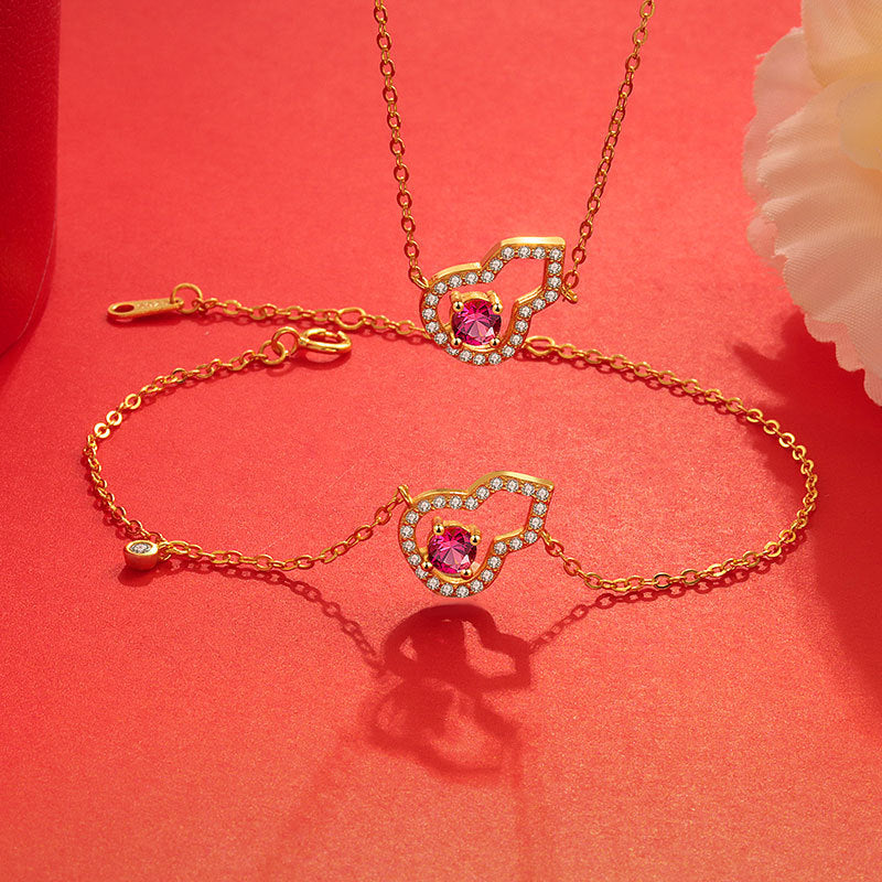 Wholesale S925 Sterling Silver Plated 18K Gold Hollow Gourd Shape Pendant Necklace