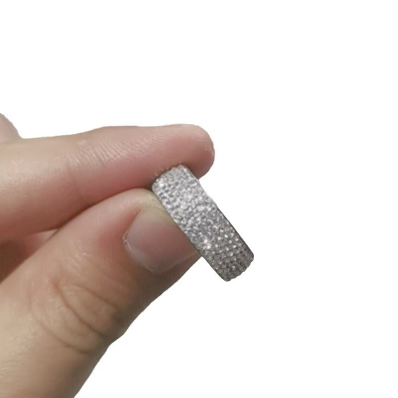 Wholesale  6 rows full of diamond titanium steel ring