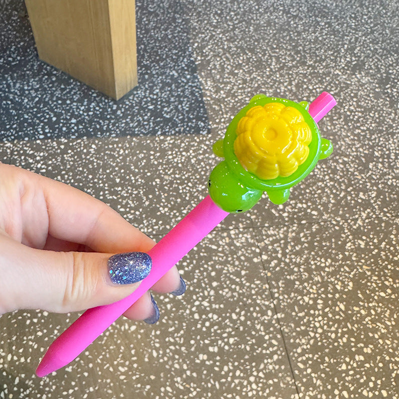 Wholesale Little turtle girl heart gel pen cute fruit and vegetable shape black  pen