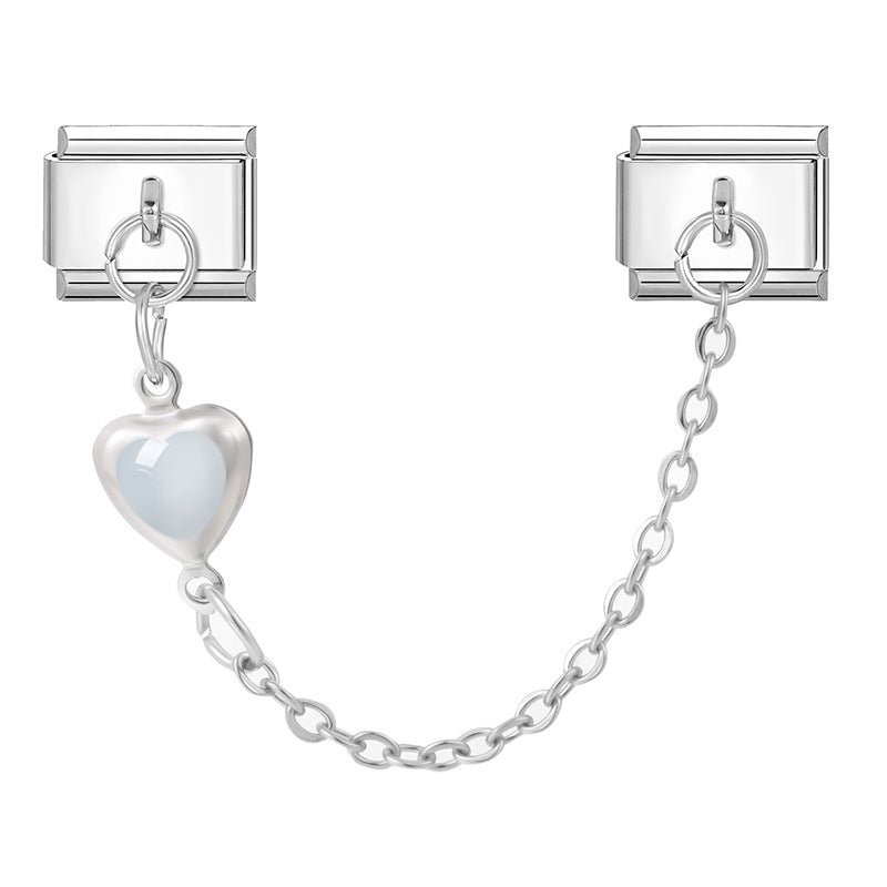 Wholesale Italian Charm Bracelet 9mm DIY Splicing Silver Double Pendant Stainless Steel Composable Bracelet