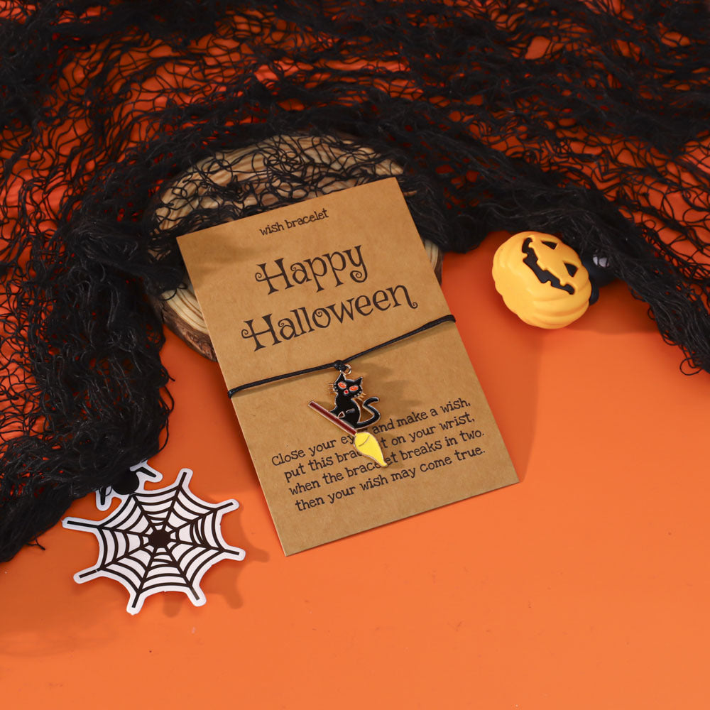Wholesale  Pumpkin Ghost Bat Drop Oil Bracelet