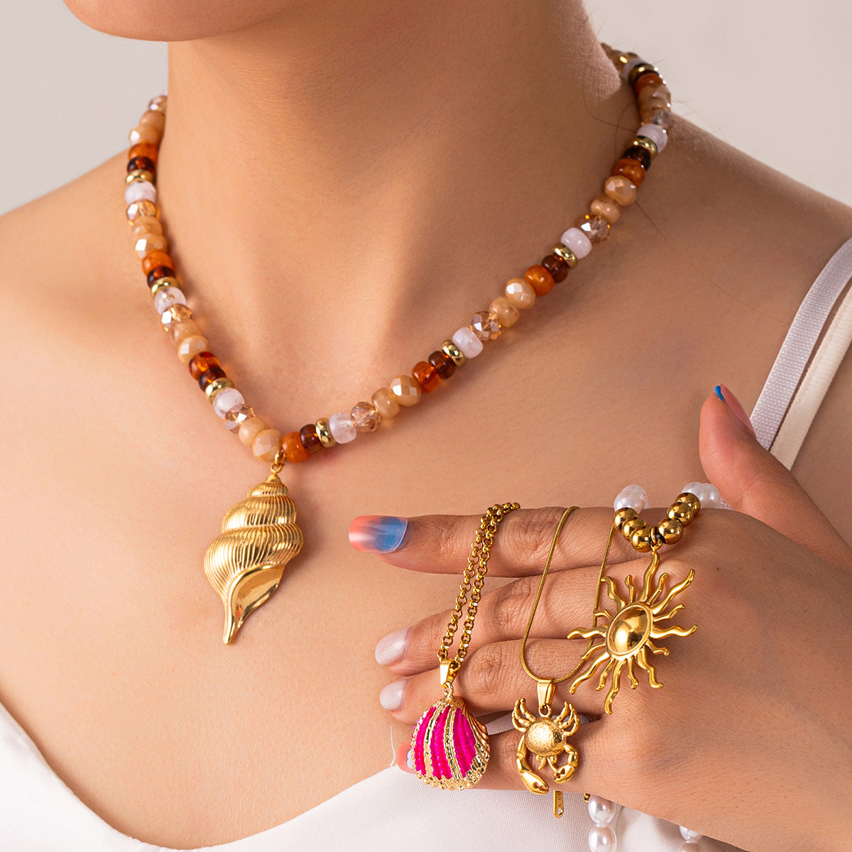 Wholesale Stainless Steel 18K Gold Waterproof Beach Necklace