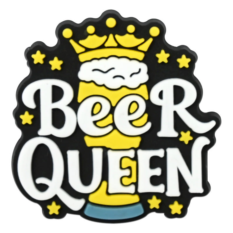 Wholesale  Random 100pcs e-commerce beer festival phrase series of clogs PVC Soft Rubber Shoe Buckle Decoration