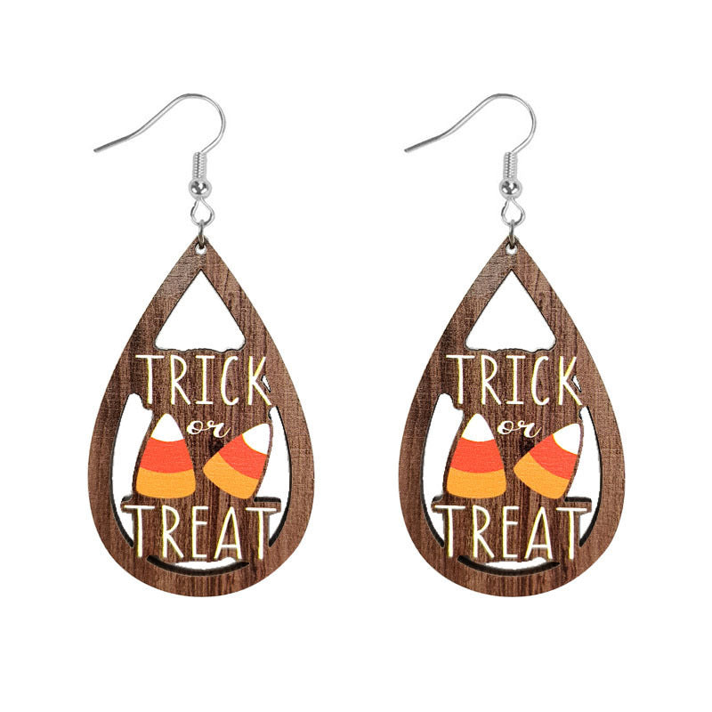 Wholesale Halloween Exaggerated Vintage Ghost Wood Earrings ACC-ES-WenTuo001