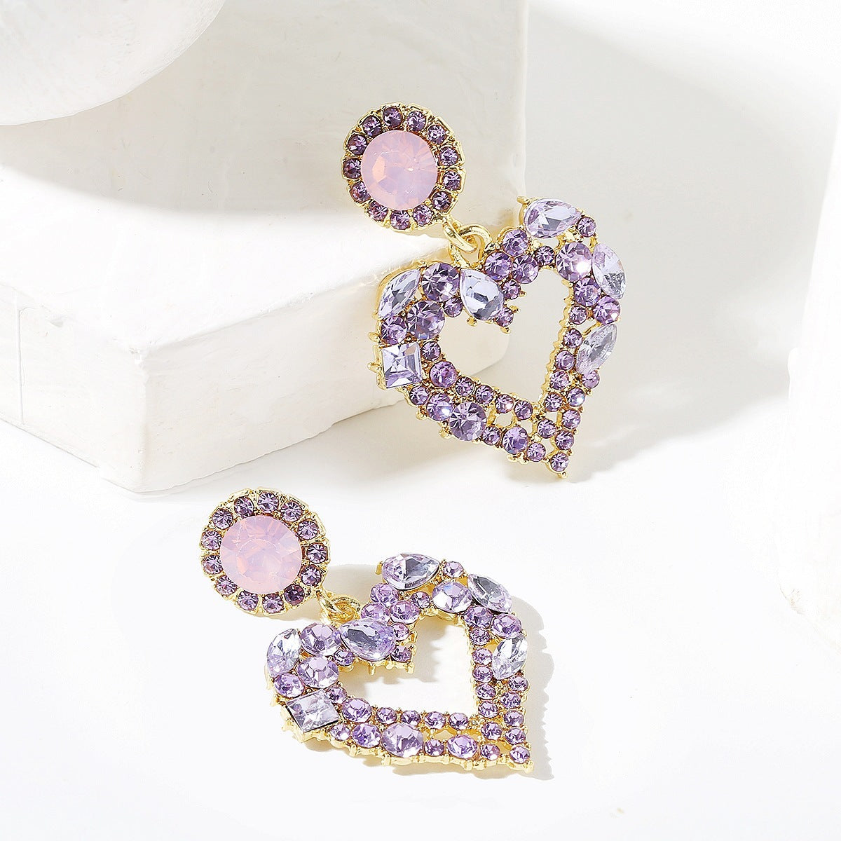 Wholesale  Loving  Exaggerated Purple  Rhinestone Earrings