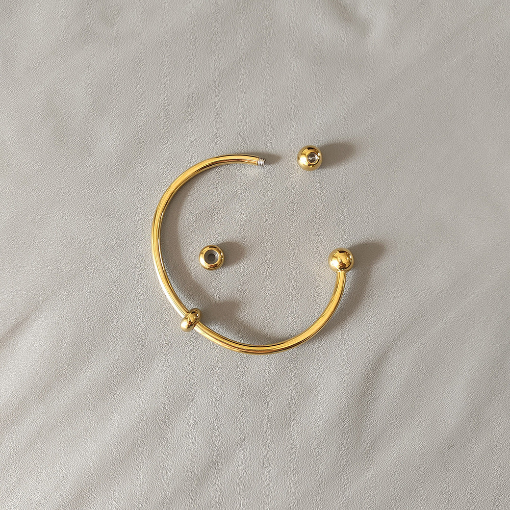 Wholesale Stainless steel ball-end open bangle