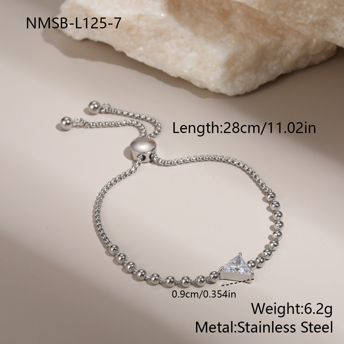 Wholesale Stainless steel heart and star geometric zircon bracelet