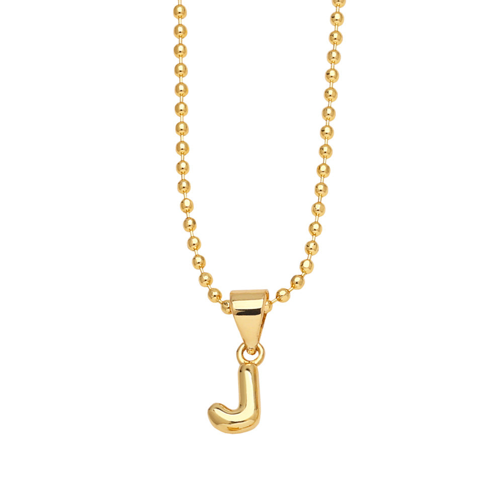 Wholesale 26 letters copper plated gold shiny necklace
