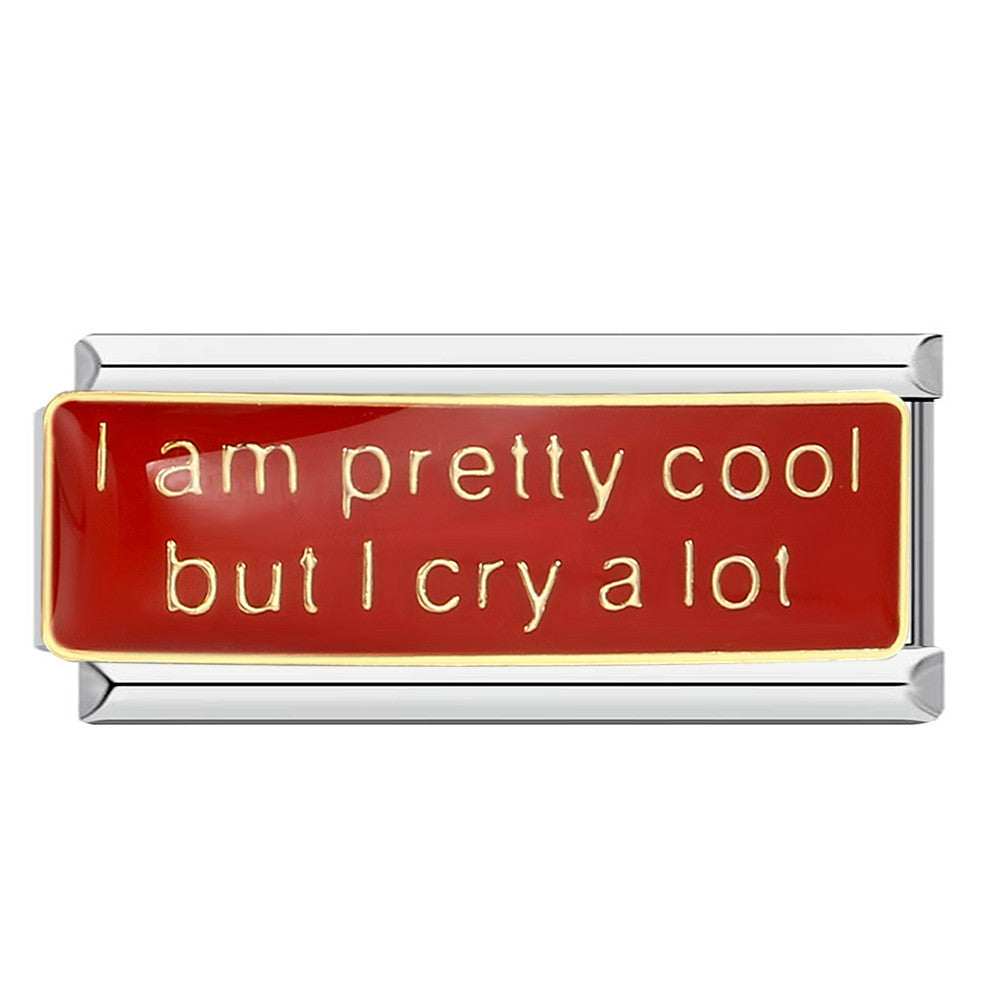 Wholesale  Italian Module Long Edition Letter Titanium Steel Welding Oil Dropping DIY  Charm