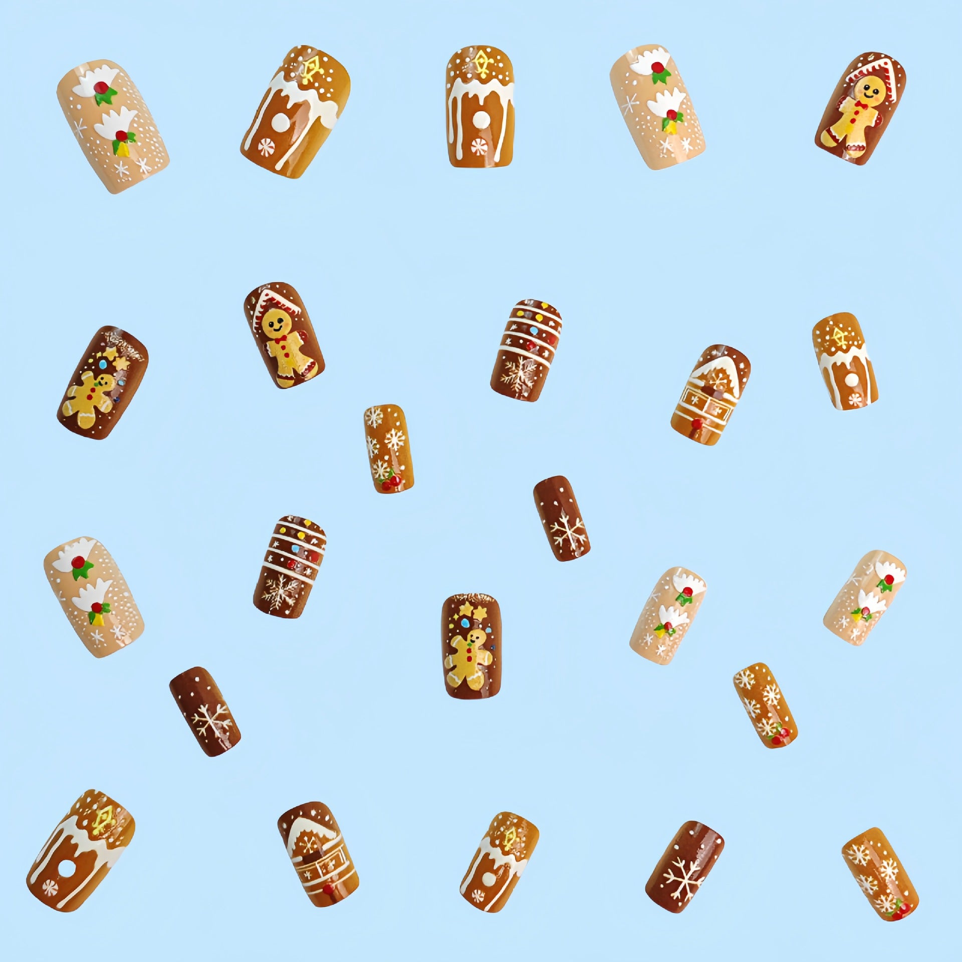 Wholesale 24 Pieces/  box Christmas Cookie Man Candy Igloo Nails Kits Nail Stickers