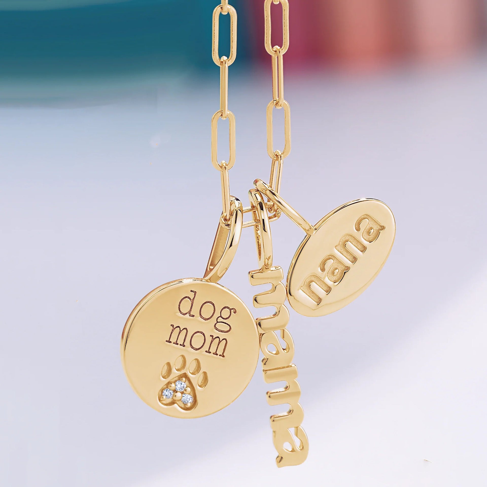 Wholesale Stainless Steel Sun and Moon Eyes Colorful Diamond Mushroom Necklace