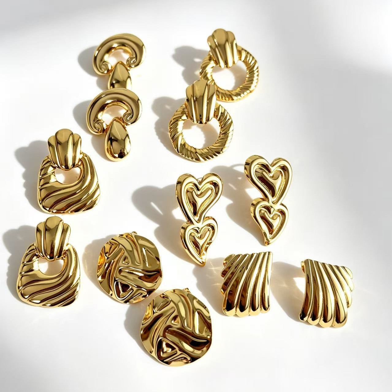 Wholesale Geometric Gold Earrings for Women,  Stainless Steel Gold Plated Fashion Jewelry Accessory,  Party Gift