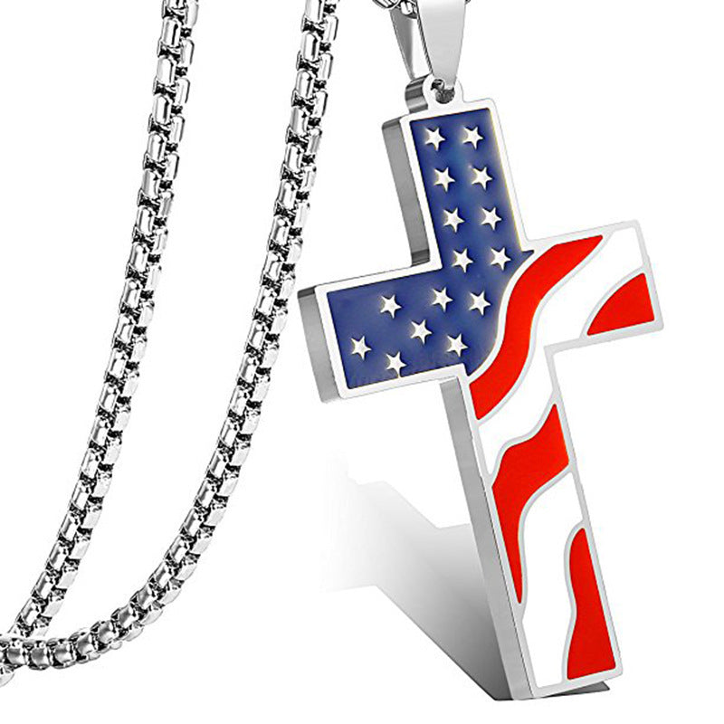 Wholesale American Independence Day Cross Alloy Earrings Necklace ACC-NE-XunOu009
