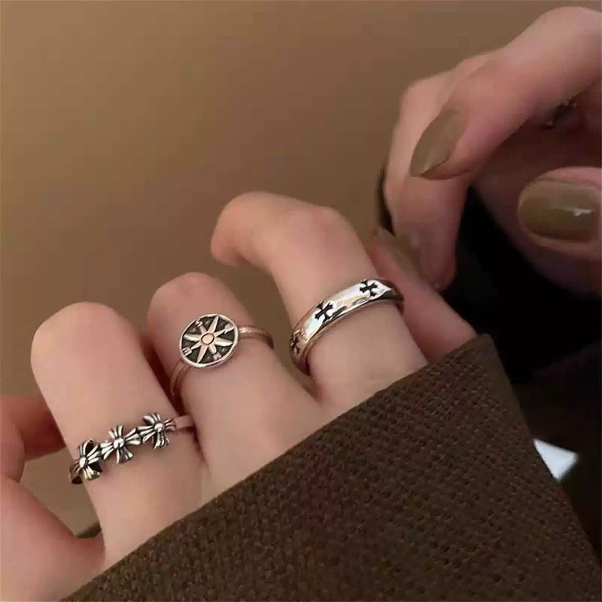 Wholesale Cross Gothic Ring Vintage Retro Relief Design Adjustable Unisex Fashion Accessory Gift
