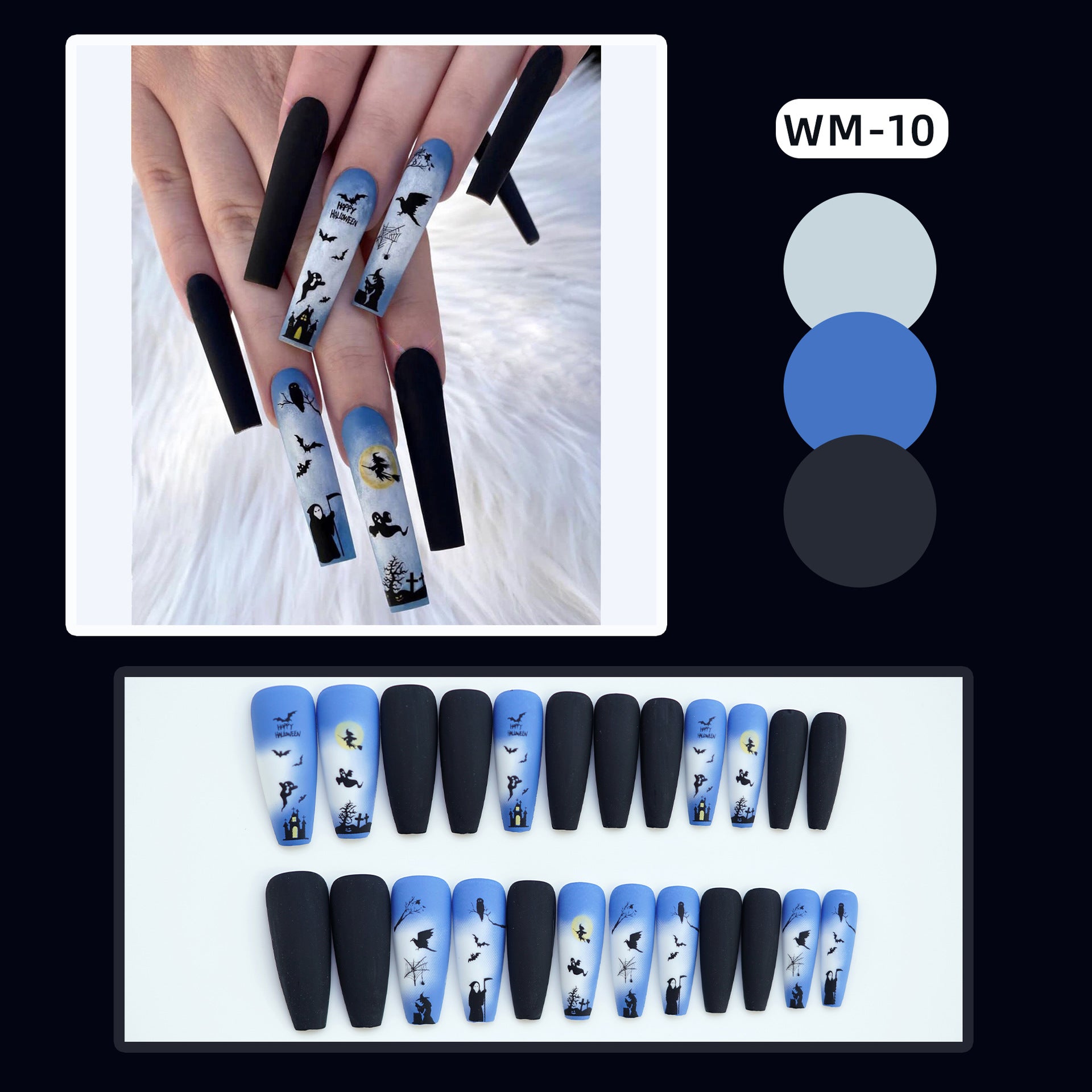 Wholesale 24 Pieces/ box  Black Nails Kits Nail Stickers