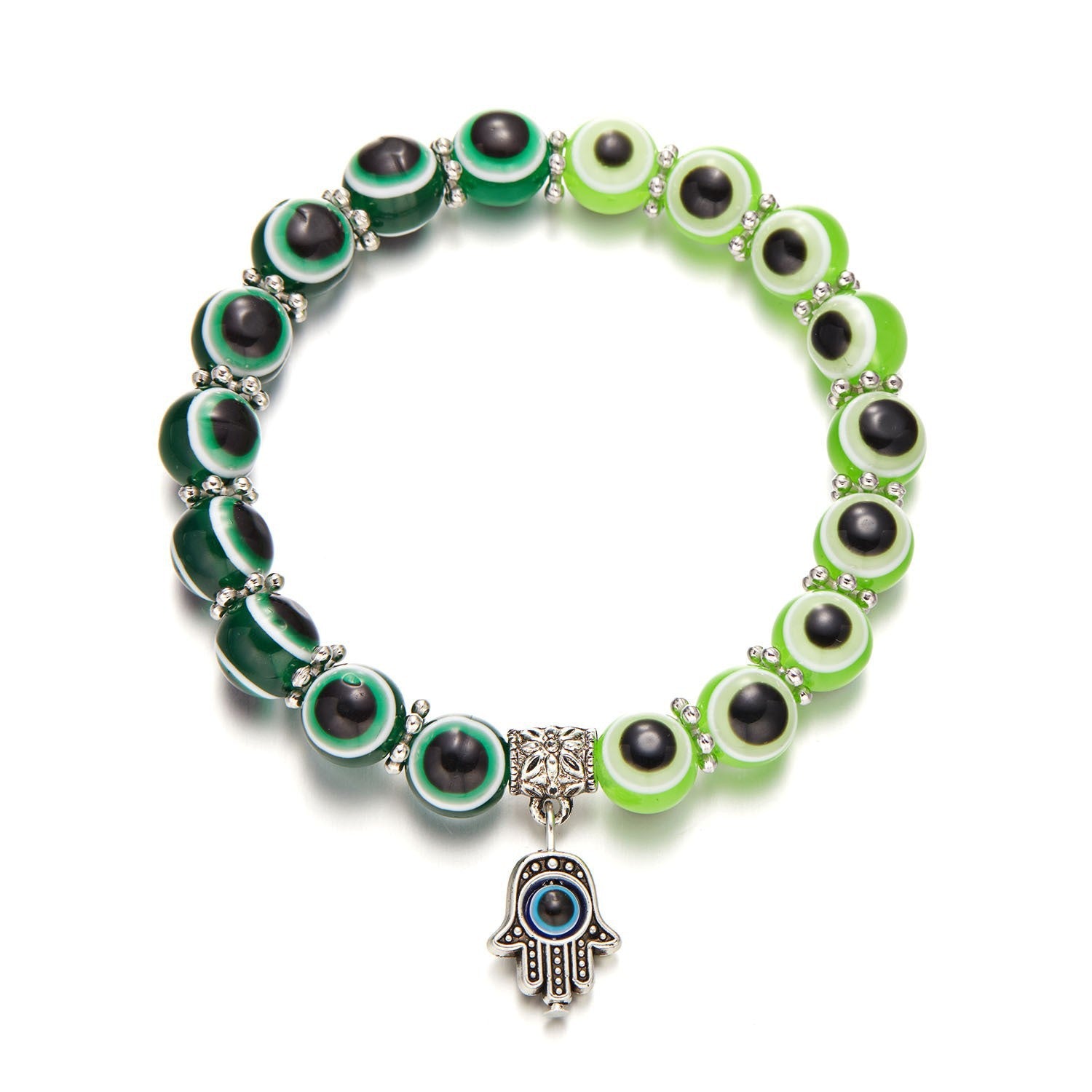 Wholesale Cross-border new bohemian style fashion creative Palm eyes Devil' s Eye Elastic beaded bracelet couple style